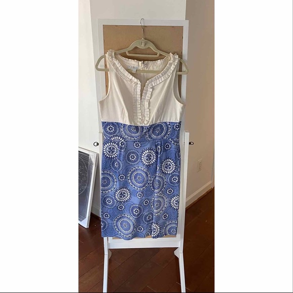 Maggy London London Times Blue White Work Dress 12 - Picture 1 of 6